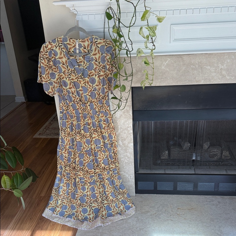 Uncle Frank Blue and Brown Floral Fall Dress.